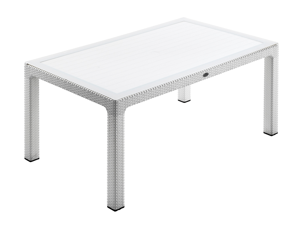 Novussı Masa Classı Rattan 90*150 Camlı Beyaz R004-001