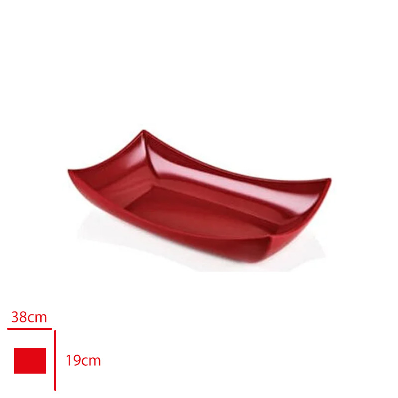 Atlas Tabak Kayık Sunum Kırmızı 38x19x10 Cm K766
