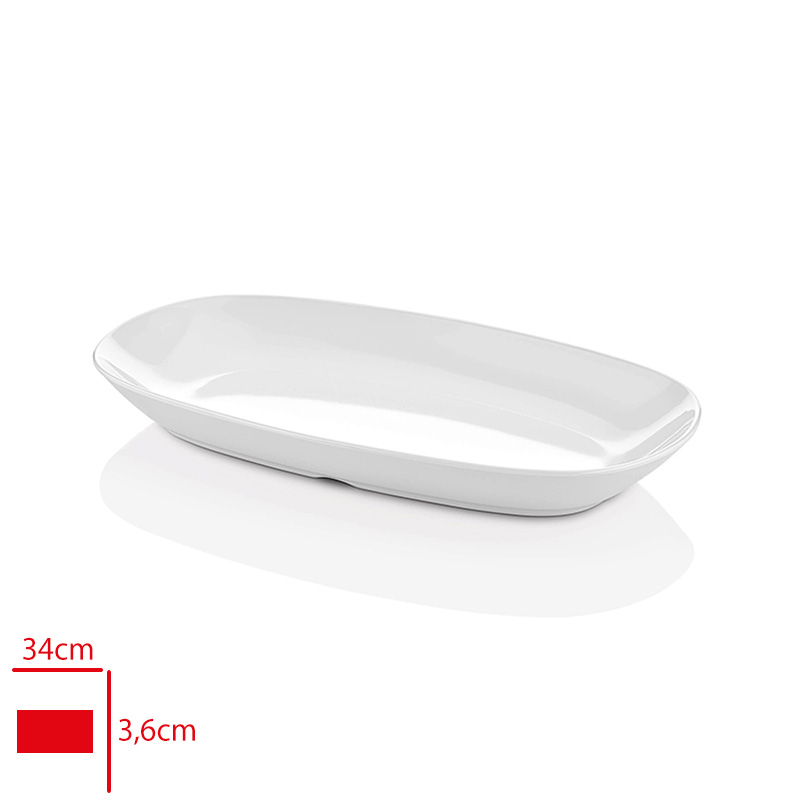 Atlas Kayık Tabak Oval Beyaz 34 Cm 334