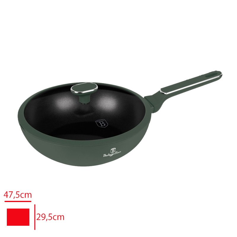 Berlınger Haus Wok Tava Kapaklı 28 Cm Zumrut Yesıli 8159 3,2 Mm