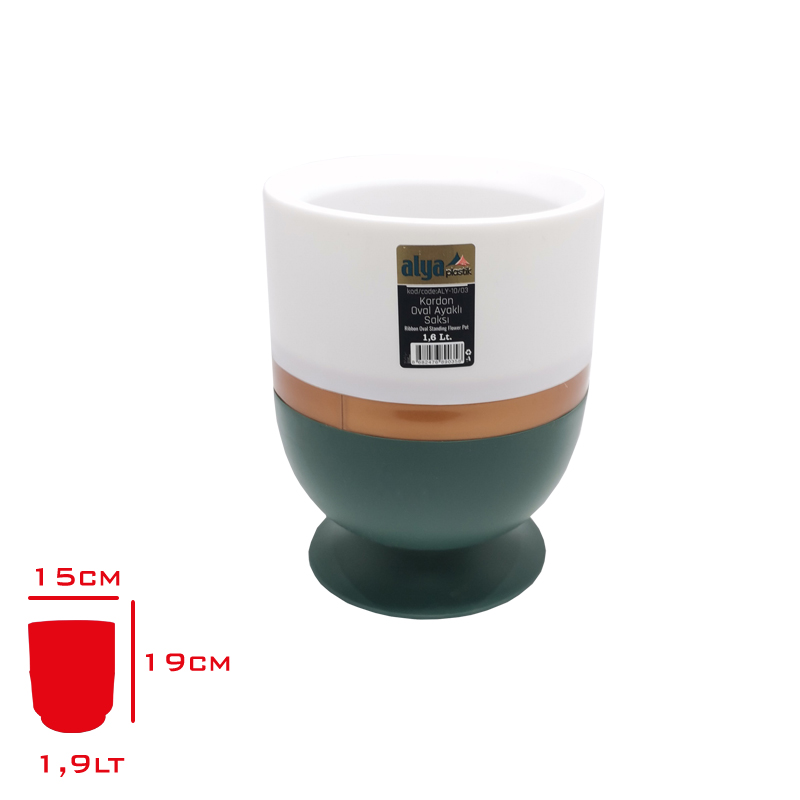 Alya Saksı Kordon Oval Ayaklı Yuvarlak 1,6 Lt Aly-10/03