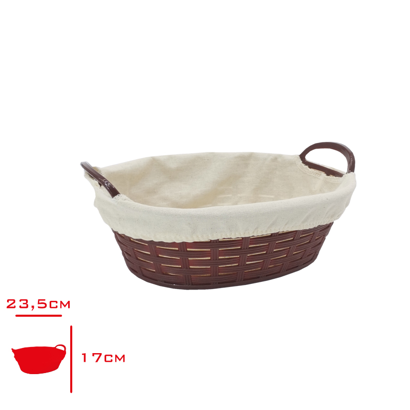 Bora Ekmek Sepetı Hasır Desenli Oval Bezli 24 Cm Bo-664