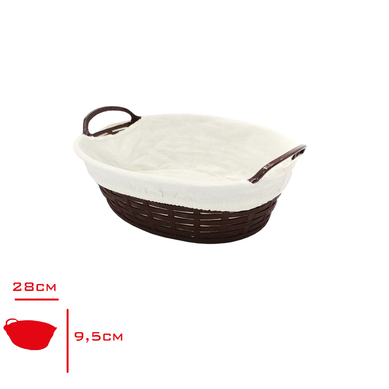 Bora Ekmek Sepetı Hasır Desenli Oval Bezli 28 Cm Bo-666