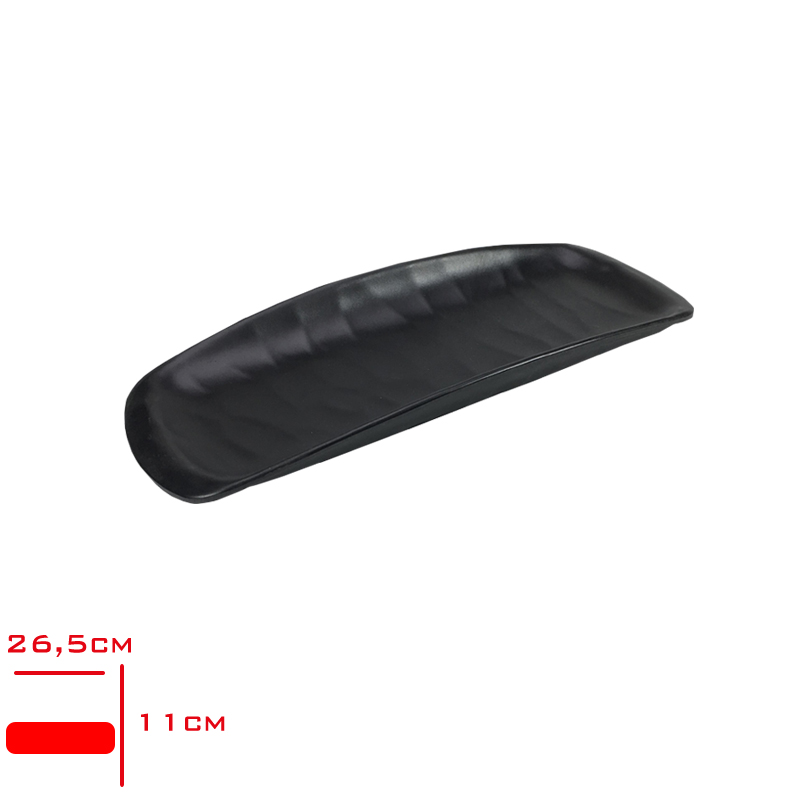 Tria Porelın Rolyefli Kayık Tabak Siyah 11x26,5 Cm Tr383