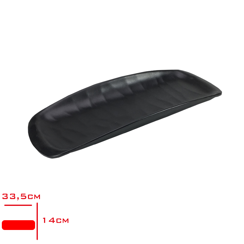 Tria Porelın Rolyefli Kayık Tabak Siyah 14x33,5 Cm Tr384