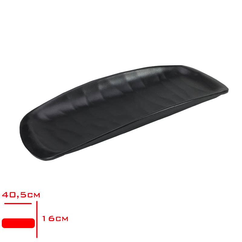 Tria Porelın Rolyefli Kayık Tabak Siyah 16x40,5 Cm Tr385