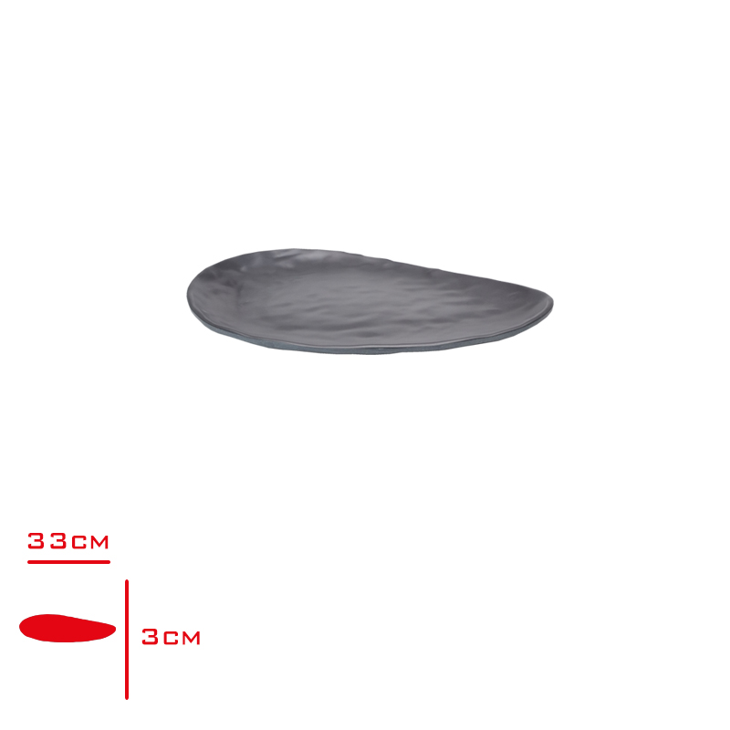 Tria Porelın Damlatas Kayık Tabak Siyah 30 Cm Tr3209b