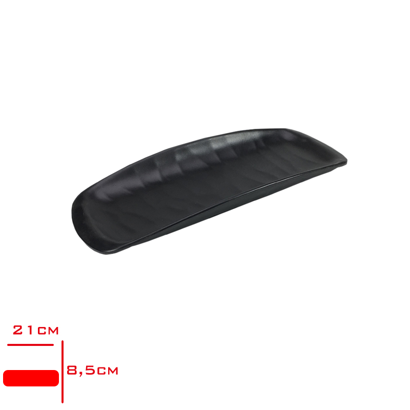 Tria Porelın Rolyefli Kayık Tabak Siyah 8,5x21 Cm Tr382