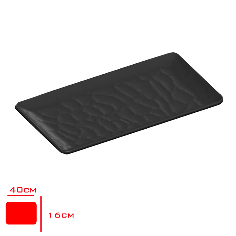 Tria Porelın Rolyefli Sunum Tabak Siyah 40x16 Cm Tr392
