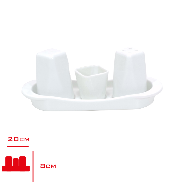 Tria Porelın Tuzluk&Bıberlık Setı Kare Beyaz Tr365