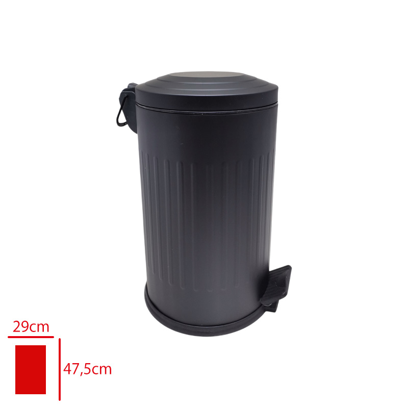 Pedalli Çöp Kovası Vıntage Galvanız Siyah 16 Lt 4006s