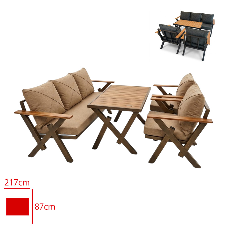 Hausev Oturma Grubu Zeta 1 Uclu+2 Tekli + Sehpa