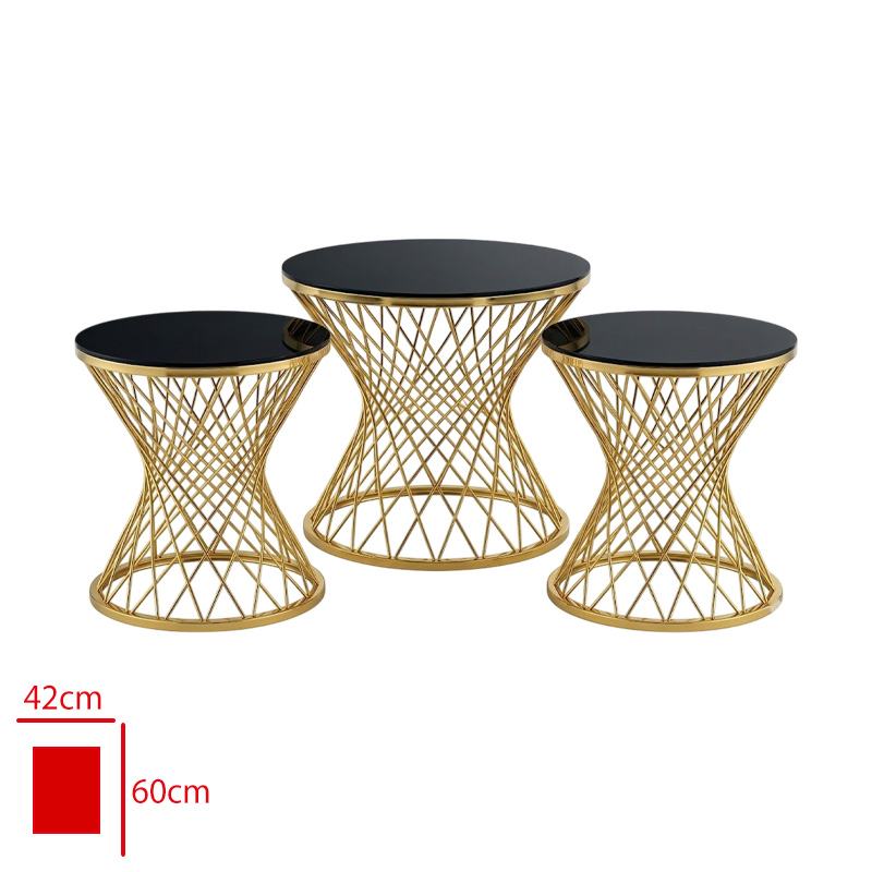 Hausev Sehpa 3'lü Zıgon Pota Model Gold