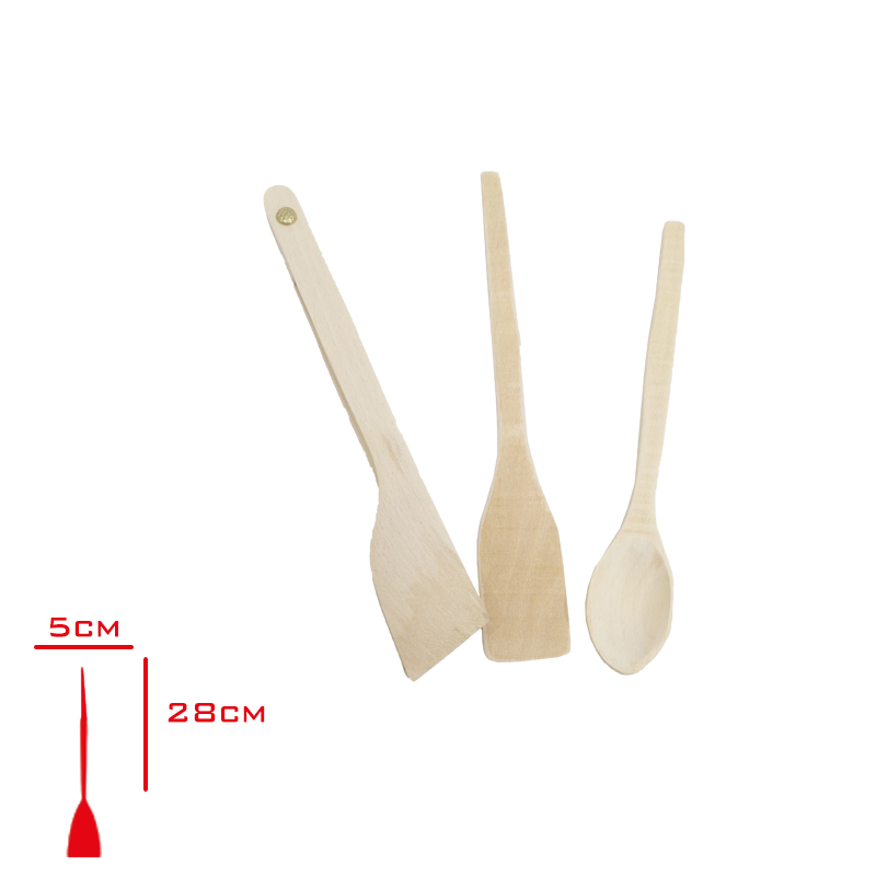 Evımsan Masalı Set Ahsap 3'lü Masa-Kaşık 27 Cm-Spatula Ev-058