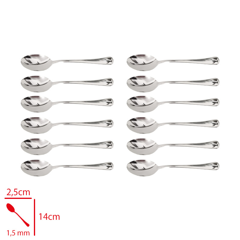 Kılıclar Defne Tatlı Kaşığı 12'li 1,5 Mm 304