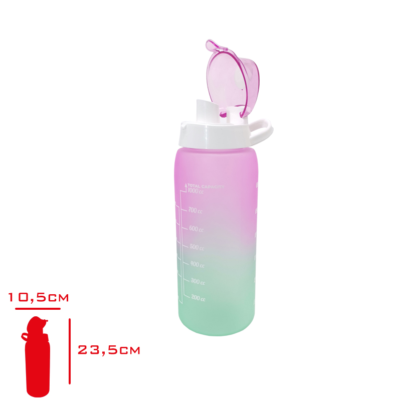 Solmazer Matara 1 Lt Çift Renk Boyalı Olcu Baskılı Pembe 161546-161