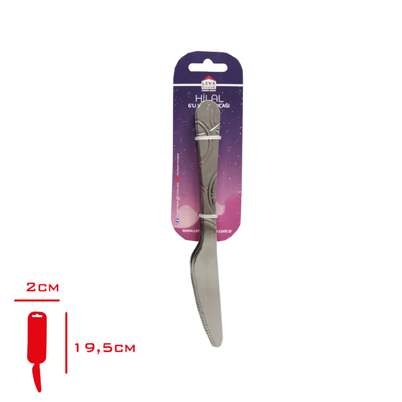 Leva Yemek Bıçağı Hılal 6'lı Kartelali Lv-3286