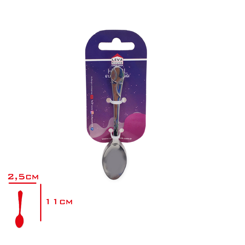 Leva Çay Kaşığı Hılal 6'lı Kartelali Lv-3292