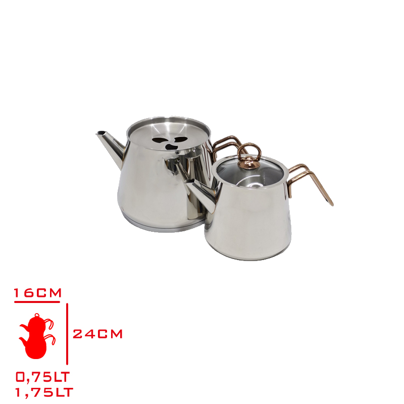 Akdenız Caydanlık Orta Altın Kulp Pıramıt 304 Akd507