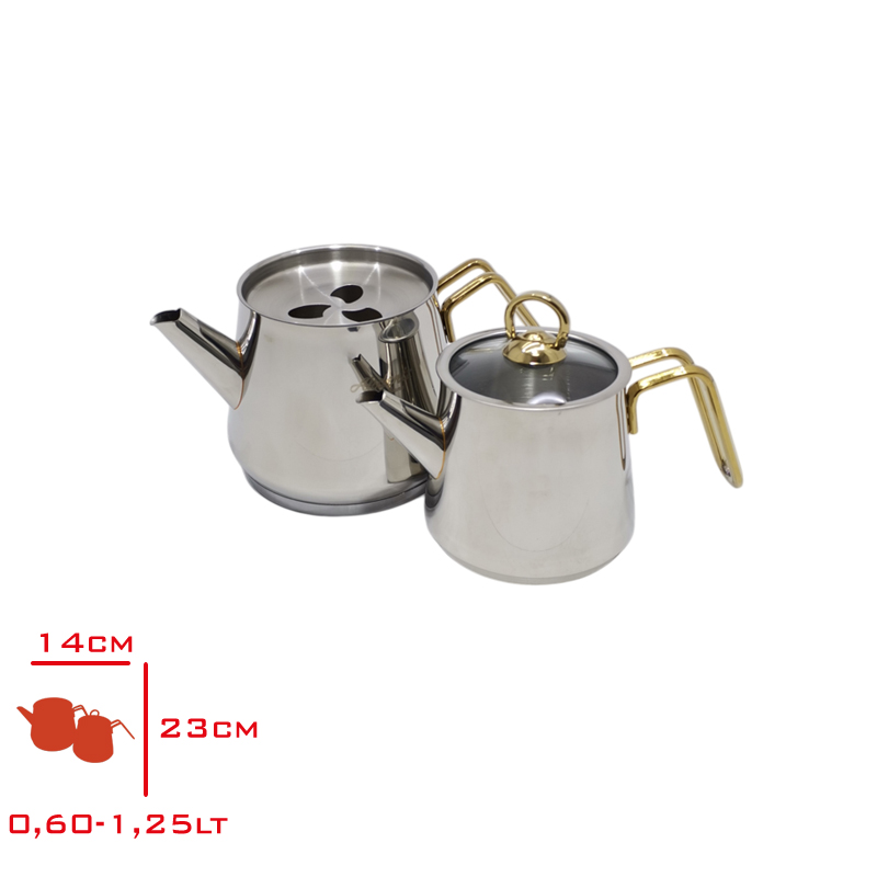 Akdenız Caydanlık Mini Altın Kulp Pıramıt 304 Akd506
