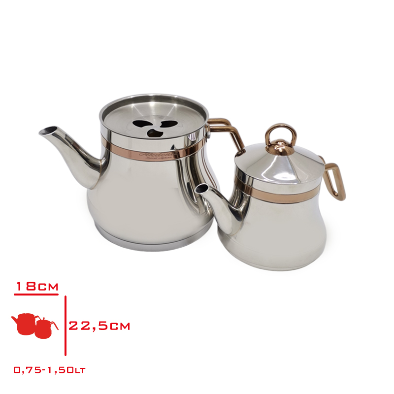 Akdenız Caydanlık Orta Cemberli Bakır Kulp Safır 304