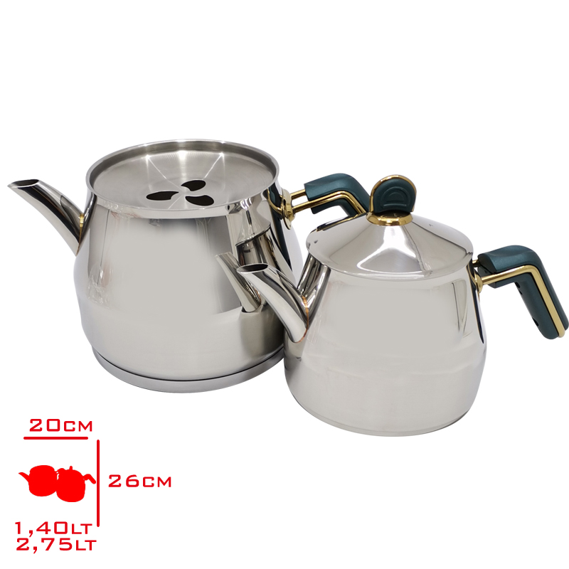 Akdenız Caydanlık Aıle Yeşil Altın Bakalıt Kulp Elmas 304 Akd522