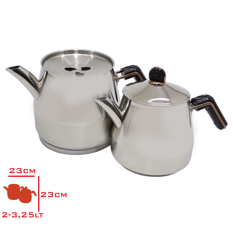 Akdenız Caydanlık Jumbo Siyah Bakalıt Kulp Elmas 304 Akd523