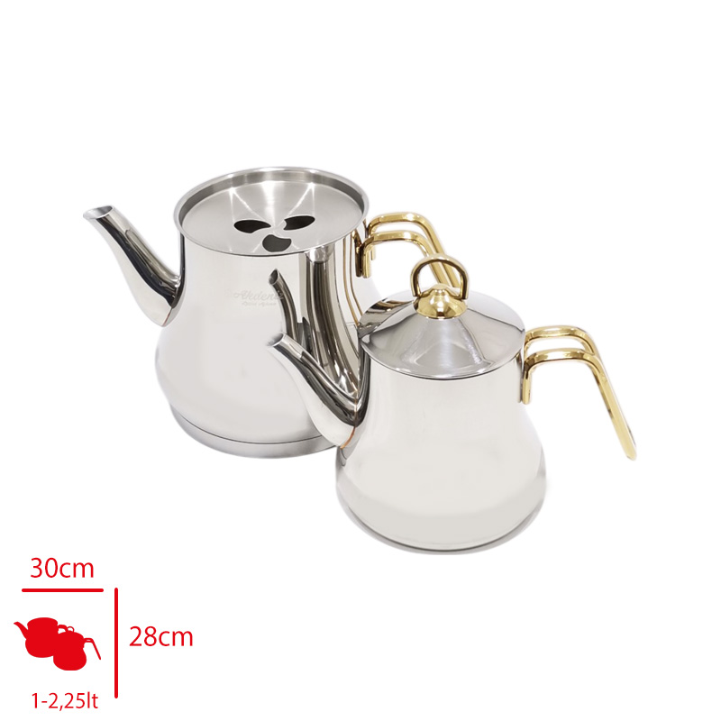 Akdenız Caydanlık Orta Altın Kulp Safır 304 Akd461