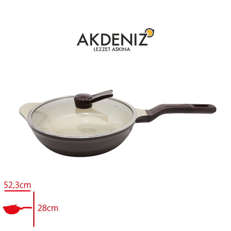 Akdenız Dokum Tava Cam Kapaklı Shellıx 28 Cm Kahverengı