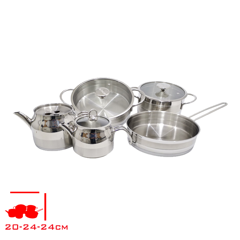 Akdenız Celık Tencere Setı 9 Parca Metal Kulp Platınyum 304 Akd447