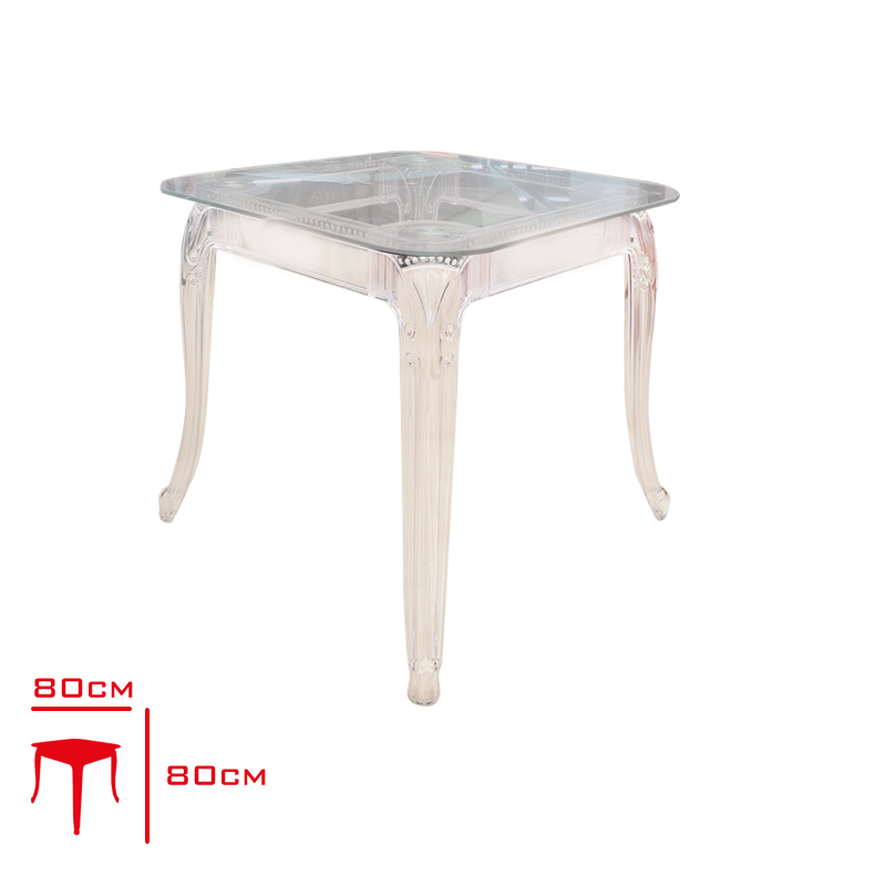 P.daım Masa Florıa 80*80 Camlı Şeffaf