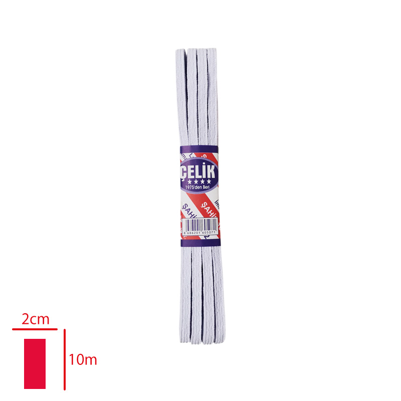 Lastık Don Yassı 2 Cm 10 Mt Beyaz