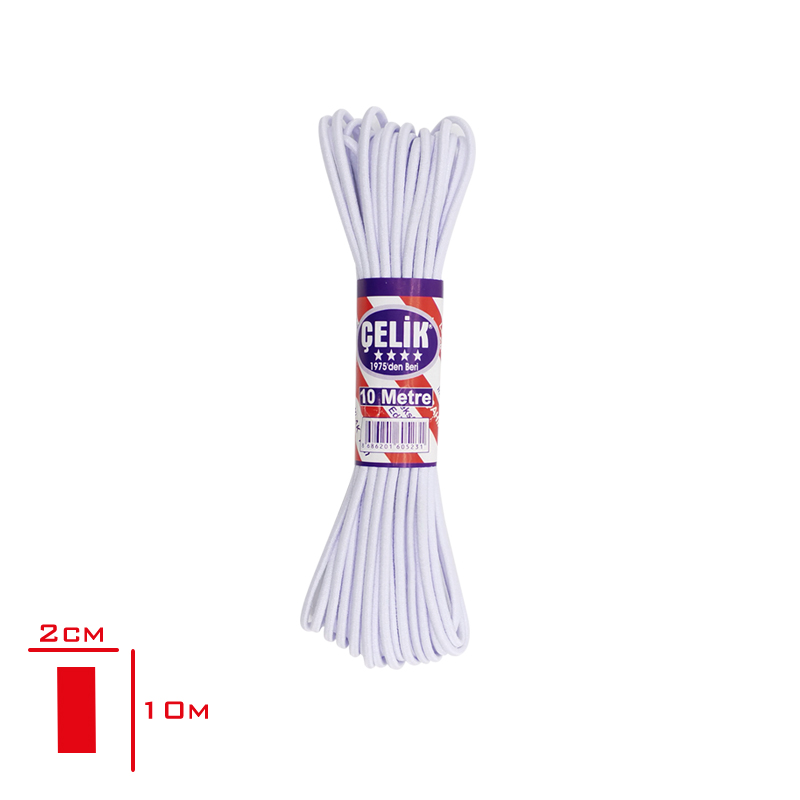 Lastık Don Yuvarlak 2 Cm 10 Mt Beyaz