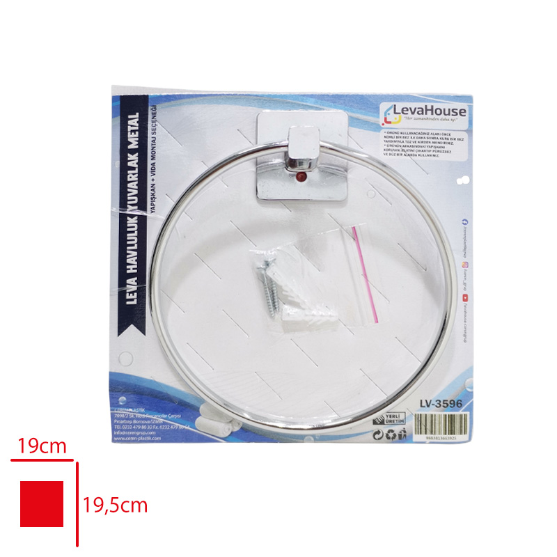 Leva Havluluk Yuvarlak Metal Vıdalı ve Yapıskanlı Lv-3596