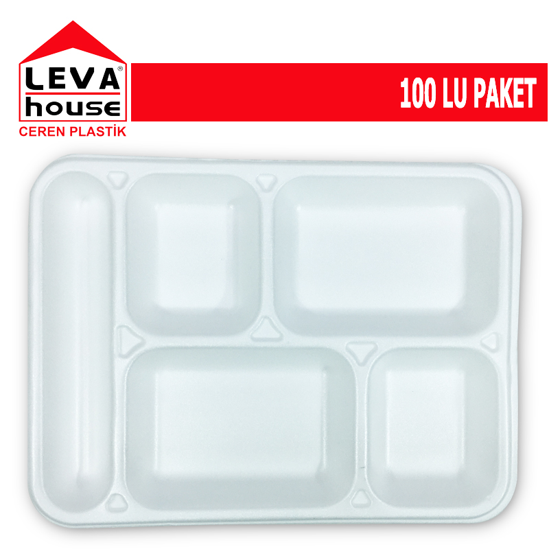 Ema Köpük Tabak 5 Bolmeli Tabldot 100'lük Paket Mod 27/B Cvs-27