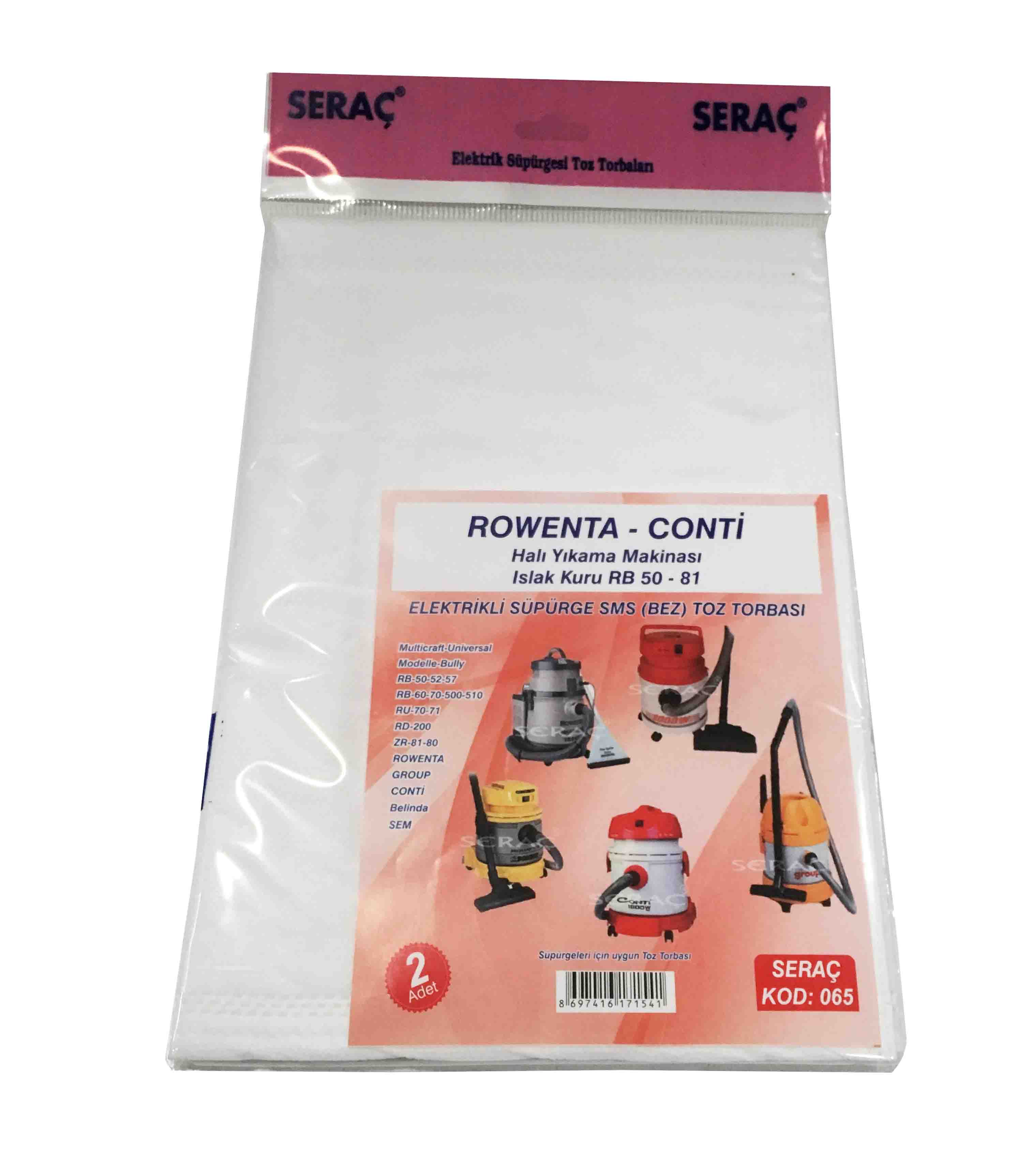 Serac Elektrık Supurgesı Toz Torbası 2'li Rowenta/Contı 065