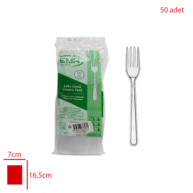 Plastik Çatal Büyük 50'li Tek KullanıMlık