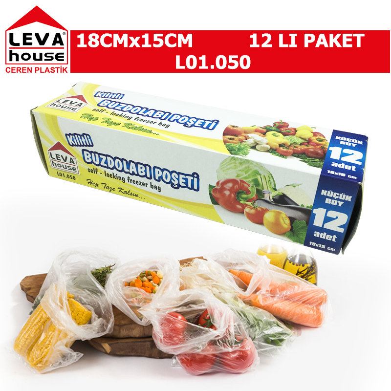 Leva Kılıtlı Buzdolabı Poşeti Küçük 18 Cmx15 Cm 12'li L01.050