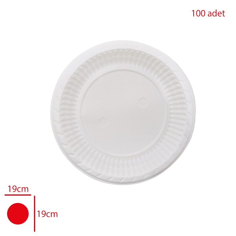Plastik Tabak 19 Cm 100'lük Tek KullanıMlık