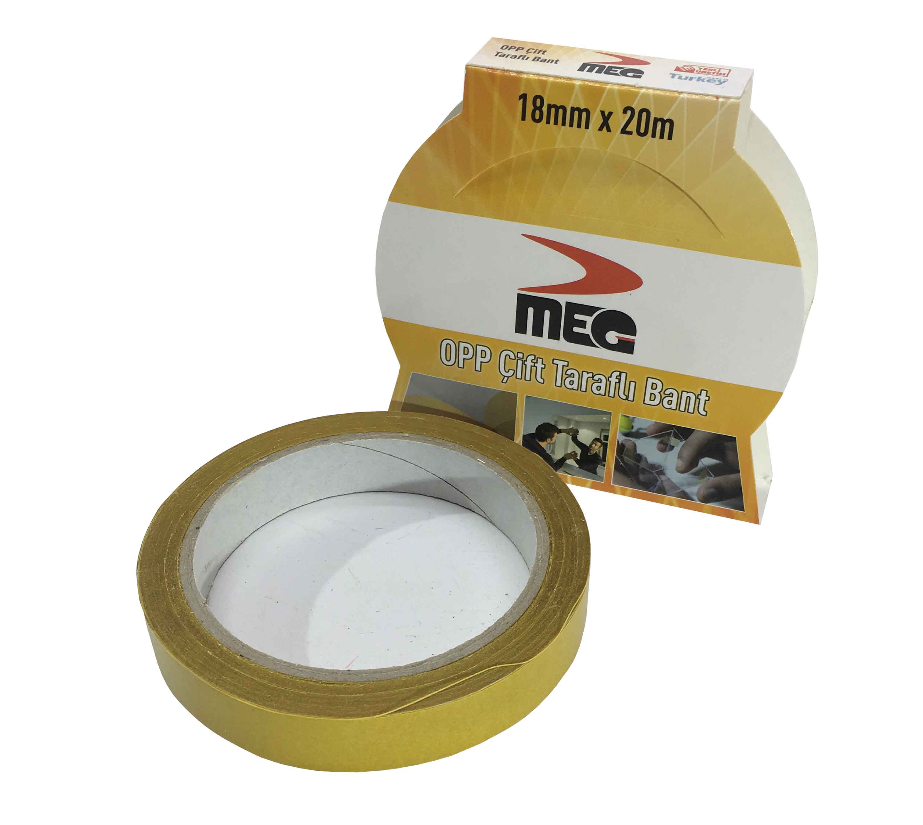 Meg Çift Taraflı Montaj Bant Opp Ince Şeffaf Halı Bandı 18*20 Mt