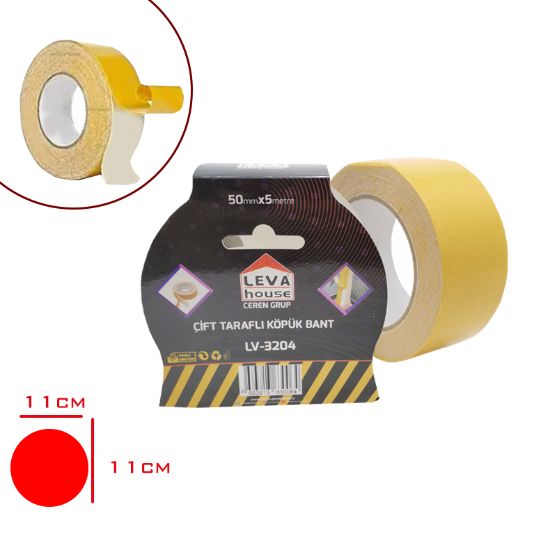 Leva Çift Taraflı Köpük Bant 50*5 Mt Lv-3204