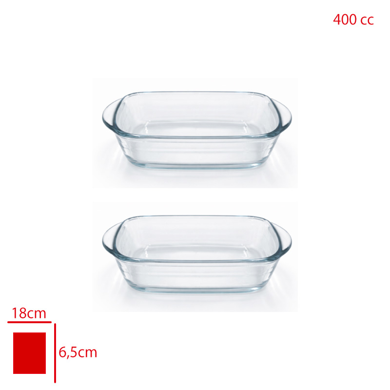 Cam Fırın Kabı Granada 17*10 Cm 2'li 400 Cc Sgm13709