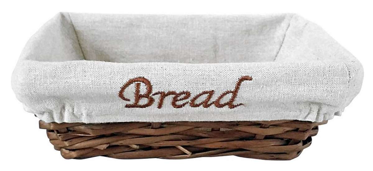 Bıradlı Hasır Ekmek Sepetı Bezli Dıkdortgen 22x16x7 Cm Grv-904