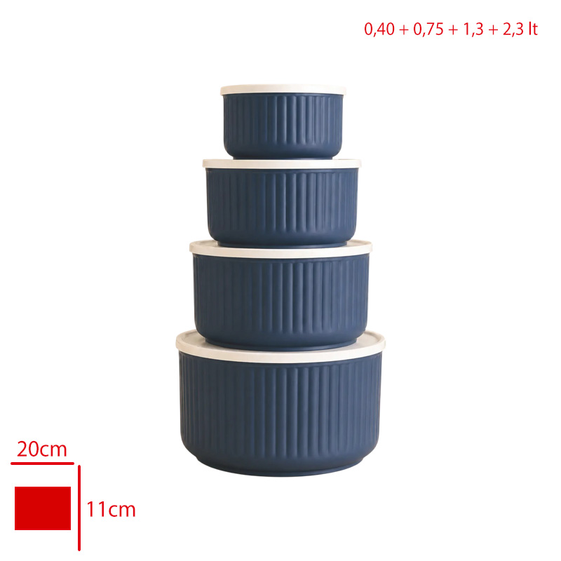 Saklama Kabı Softıa Yuvarlak 4'lü 0,40 Lt+0,75 Lt+1,3 Lt+2,3 Lt 200.026