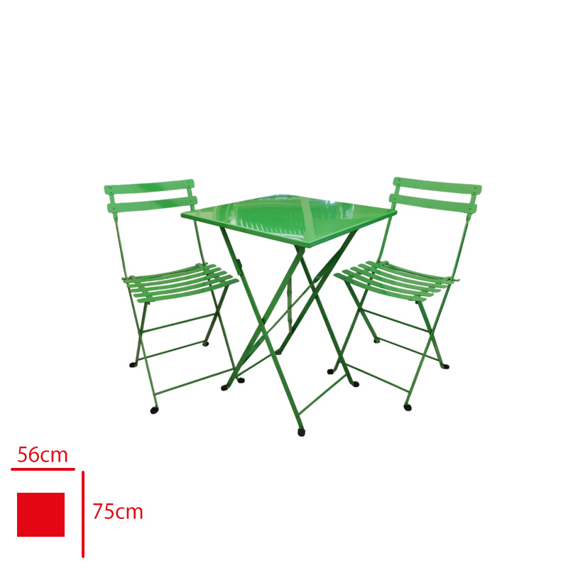 Lama Metal Yeşil Bıstro Masa Takımı 1 Masa Kare 56x56 Cm + 2 Sandalye