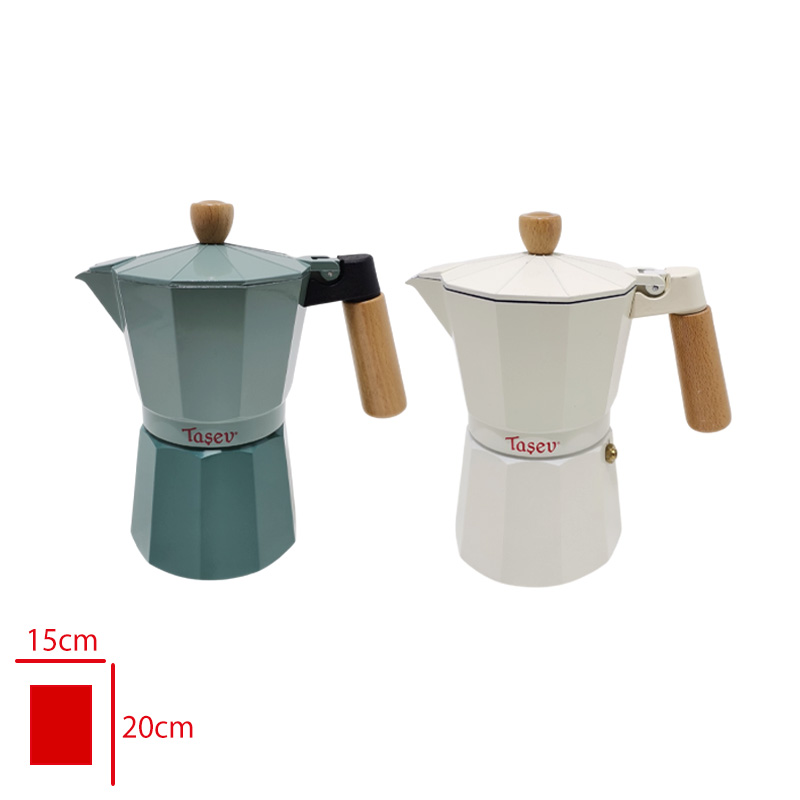 Tasev Kahve Moka Pot 6 Fıncan Bej/Su Yesıli T6373/T6367