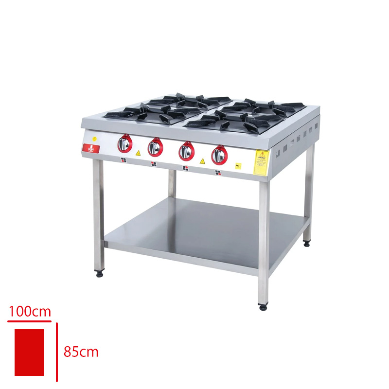 Akgaz Ocak Taban Raflı Krom 4'lü Gazlı 100x100x85 Akg-112