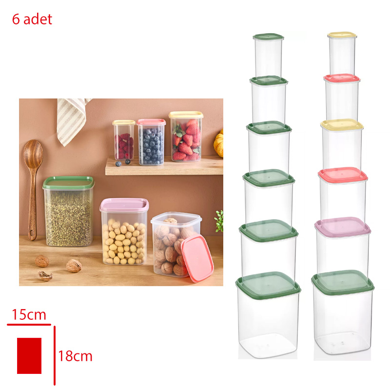 Avcılar Saklama Kabı Asya Dık 6'lı (3*2*1,4*0,9*0,6*0,3 Lt) Av-230-231