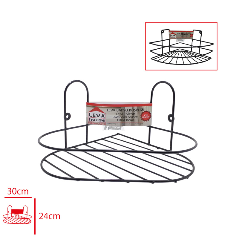 Leva Banyo Kose Tekli Siyah Lv-2780