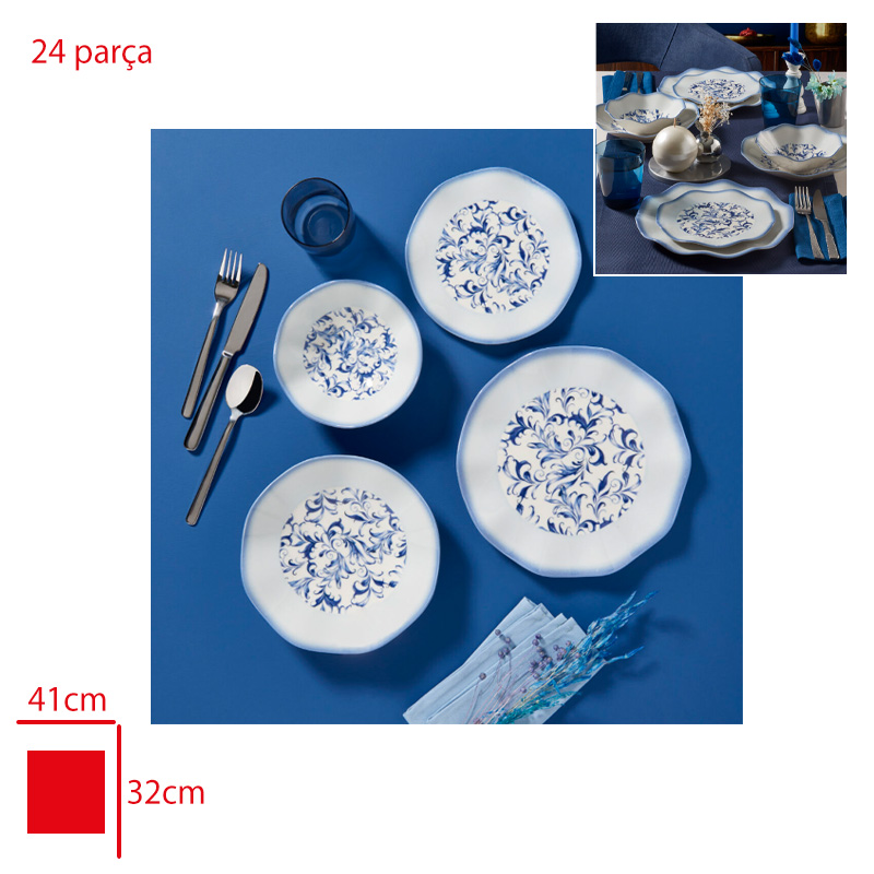 Gural Gbs Nesrın Yemek Takımı 24 Parca Reaktıf Kapalı Kutu Gbsnes24ky4r3214